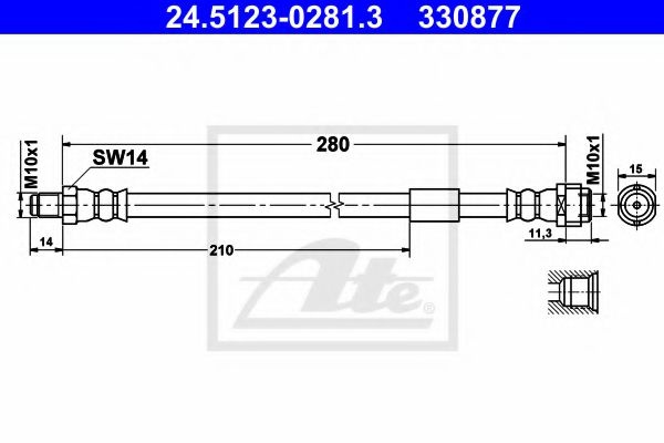 Furtun frana MERCEDES C-CLASS (W203) (2000 - 2007) ATE 24.5123-0281.3 piesa NOUA