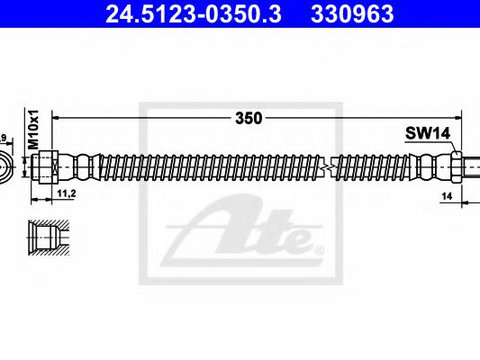 Furtun frana MERCEDES S-CLASS (W221) (2005 - 2013) ATE 24.5123-0350.3 piesa NOUA