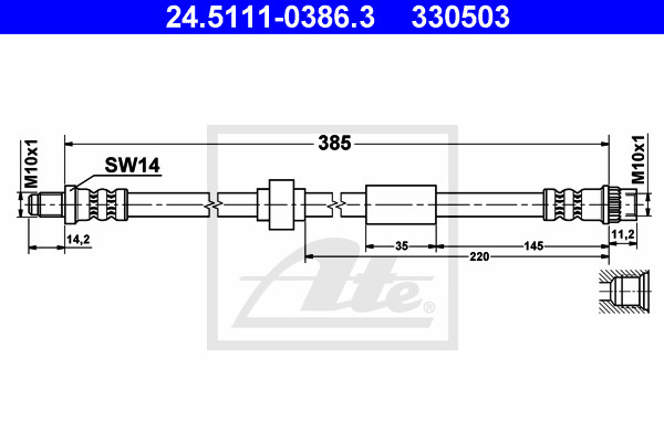 Furtun frana # Opel Vivaro 2001 2002 2003 2004 2005 2006 2007 2008 2009 2010 2011 2012 2013 2014 2015 2016 2017 2018 2019 2020 2021 2022 2023 2024 2025 # 24 5111 0386 3 # ATE