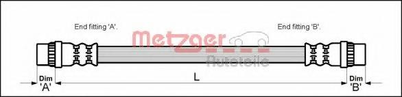Furtun frana PEUGEOT 206 hatchback (2A/C), PEUGEOT 206 CC (2D), RENAULT TRAFIC II Van (FL) - METZGER 4111153
