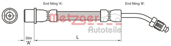 Furtun frana # Peugeot 407 2004 2005 2006 2007 2008 2009 2010 2011 2012 2013 2014 2015 2016 2017 2018 2019 2020 2021 2022 2023 2024 2025 # 4111109 # METZGER