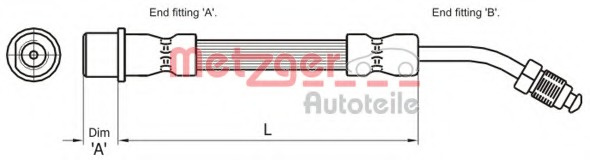 Furtun frana # Peugeot 407 2004 2005 2006 2007 2008 2009 2010 2011 2012 2013 2014 2015 2016 2017 2018 2019 2020 2021 2022 2023 2024 2025 # 4111108 # METZGER