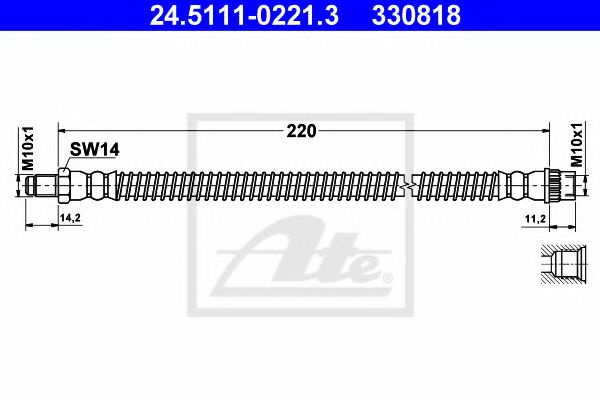 Furtun frana RENAULT TRAFIC II caroserie (FL) (2001 - 2014) ATE 24.5111-0221.3 piesa NOUA