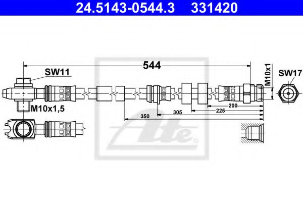 Furtun frana SEAT IBIZA V SPORTCOUPE (6J1, 6P5) (2008 - 2016) ATE 24.5143-0544.3
