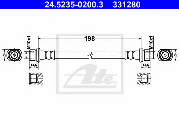 Furtun frana TOYOTA YARIS/VITZ (SCP9_, NSP9_, KSP9_, NCP9_, ZSP9_) (2005 - 2016) ATE 24.5235-0200.3