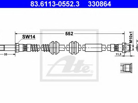 Furtun frana VW MULTIVAN Mk VI (SGF, SGM, SGN) (2015 - 2020) ATE 83.6113-0552.3