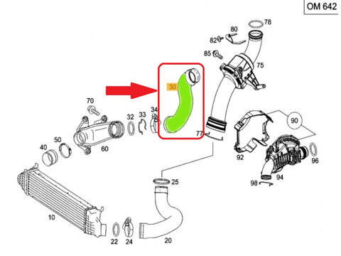 Furtun intercooler DREAPTA pentru Mercedes S-Klass w221