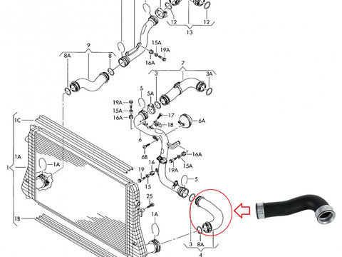 Furtun intercooler stanga sau dreapta pentru Volkswagen 1.9 TDI