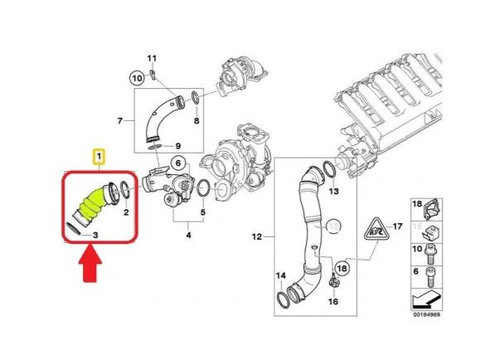 Furtun intercooler, supraalimentare Bmw Seria 5 E60/E61 2003-2010, Seria 6 E63/E64 2004-2011, silicon, RapidAuto 2017PT-1