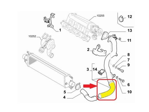 Furtun intercooler, supraalimentare Fiat Bravo 2007-, Lancia Delta 2008-, diametru 49/55 mm, cauciuc, RapidAuto 4208PT-1