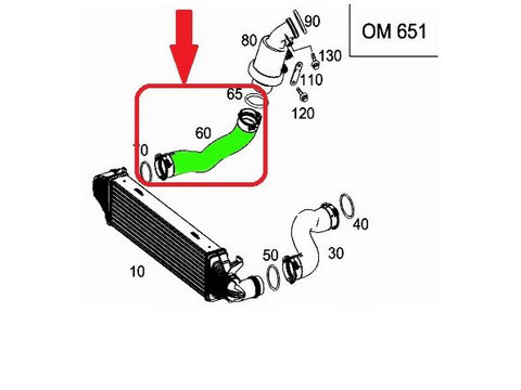 Furtun intercooler, supraalimentare Mercedes C-Class (W204) 2007-2014, C-Class Coupe (C204) 2011-, Cls-Class (C218) 2011-, E Cabrio (A207) 2010-, E Class (W212) 2009-2016, E Coupe (C207) 2009-, silicon, RapidAuto 5018PT-1