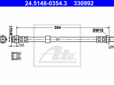 Furtun supracurgere combustibil 24 5148-0354 3 ATE pentru Ford Tourneo Ford Transit