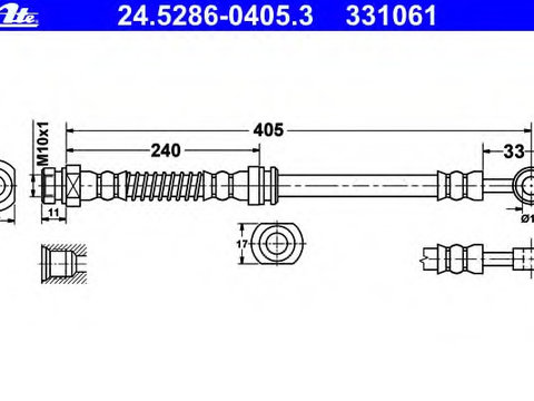 Furtun supracurgere combustibil 24 5286-0405 3 ATE pentru Kia Sportage Hyundai Tucson