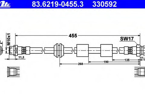 Furtun supracurgere combustibil 83 6219-0455 3 ATE pentru Vw Sharan Ford Galaxy Seat Alhambra