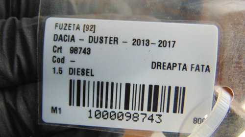 Fuzeta dreapta Dacia Duster 2013-2017, 1