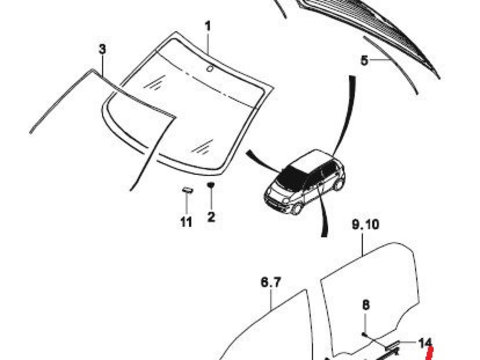 Garnitura cauciuc sina geam Daewoo Matiz/Spark/Tacuma/Rezzo Cod OE 96507923