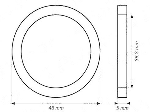 Garnitura plata, oring termostat Ford, 48x38,3x5 mm, alte aplicatii : Daewoo, Opel, Seat, 1 buc.