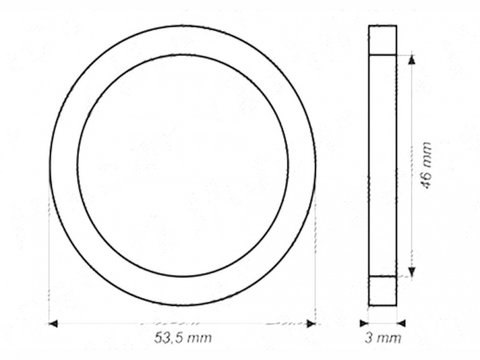 Garnitura plata, oring termostat Ford, 53,5x46x3 mm, alte aplicatii : Daewoo, Opel, 1 buc.