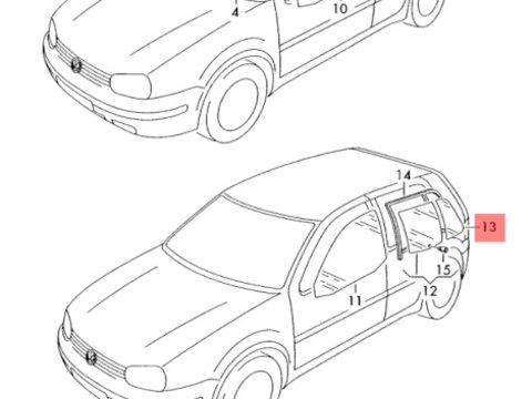 Geam fix stanga spate Volkswagen Golf 4 (1J1) Hatchback 2001 OEM 1J6845215D