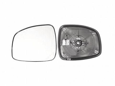 Geam oglinda exterioara cu suport fixare Fiat Sedici (Fy/Gy), 2012-2014, Suzuki Sx4 (Ey/Gy), 2012-05.2013, partea Stanga, incalzit, sticla convexa, geam cromat, Aftermarket
