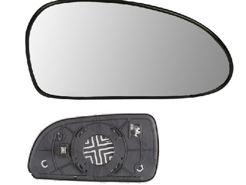 Geam oglinda exterioara cu suport fixare Hyundai Sonata (Nf), 01.2005-05.2010, Dreapta, incalzita, geam convex, cromat
