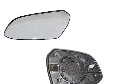 Geam oglinda exterioara cu suport fixare Hyundai I10 (Ba), 01.2014-, Stanga, incalzita, geam convex, cromat