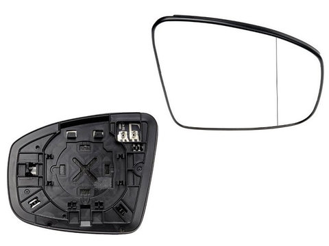 Geam oglinda exterioara cu suport fixare Infiniti Qx70 (S51), 2013-, Qx50 (J50), 2013- , Nissan Pathfinder (R52), 10.2012-, Murano (Z51), 11.2007-, Dreapta, incalzita, geam convex, cromat