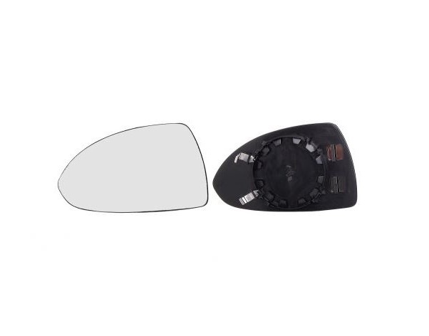 Geam oglinda exterioara cu suport fixare Opel Corsa E, 11.2014-, partea Stanga, incalzit, sticla convexa, geam cromat, Aftermarket
