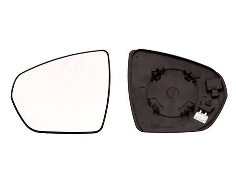 Geam oglinda exterioara cu suport fixare Peugeot 5008, 04.2017-, 3008, 10.2016-, Stanga, incalzita, geam convex, cromat
