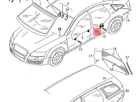 Geam stanga spate Audi A6 C6 (4F2) Sedan 2006 2.7 TDI OEM 4F5845205