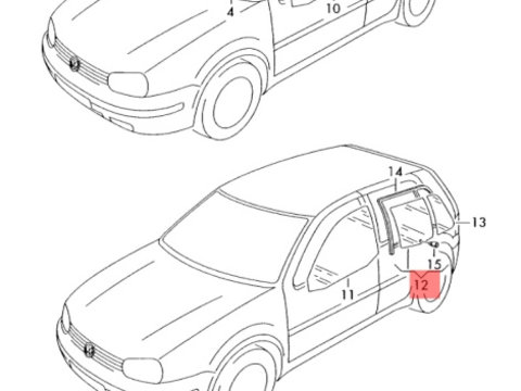 Geam stanga spate Volkswagen Golf 4 (1J1) Hatchback 2001 OEM 1J6845025K