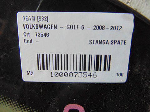 Geam stanga spate Volkswagen Golf 6 din 2008-2012