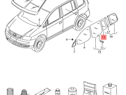 Geam usa fix stanga spate Volkswagen Touran (1T1) Monovolum 2003 1.9 TDI OEM 1T0845215D