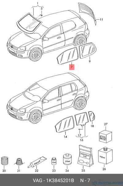 Geam usa stanga fata Volkswagen Golf 5 (1K1) Coupe