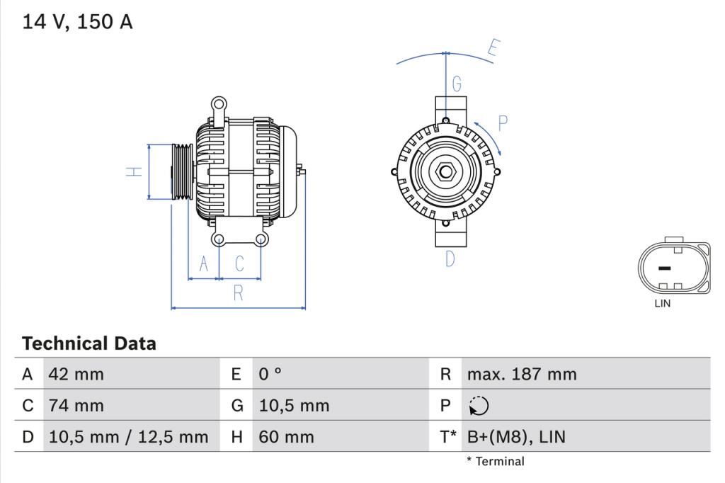Generator / Alternator (0 986 082 330 0986082330 BOSCH) FORD,FORD AUSTRALIA RANGER|TRANSIT