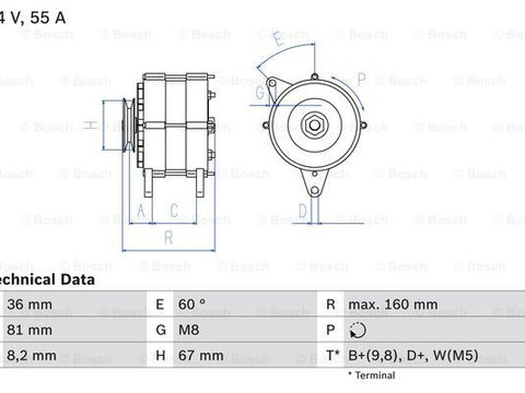 Generator / Alternator (0986030760 BOSCH) AUSTIN,FORD,MG,ROVER