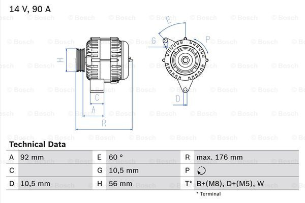 Generator / Alternator (0986038170 BOSCH) DAEWOO,MERCEDES-BENZ,SSANGYONG