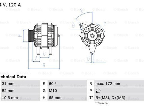 Generator / Alternator (0986038180 BOSCH) AUDI,VW