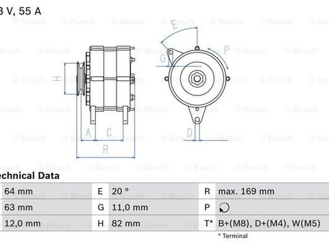 Generator / Alternator (0986039130 BOSCH) IRISBUS,IVECO