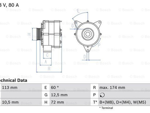 Generator / Alternator (0986040260 BOSCH) MAZ,MERCEDES-BENZ