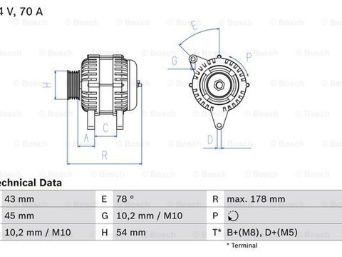 Generator / Alternator (0986042071 BOSCH) Citroen,FIAT,PEUGEOT