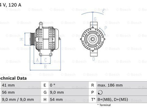 Generator / Alternator (0986083250 BOSCH) Citroen,FIAT,PEUGEOT