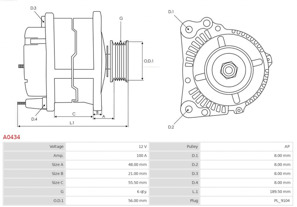 Generator / Alternator AS-PL A0434 pentr