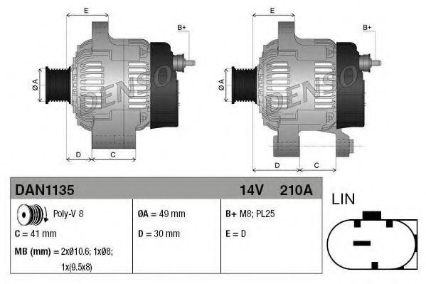 Generator / Alternator BMW 6 Gran Coupe (F06) (2011 - 2016) DENSO DAN1135