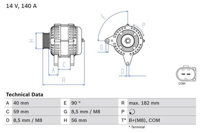 Generator / Alternator BOSCH 0 986 081 180