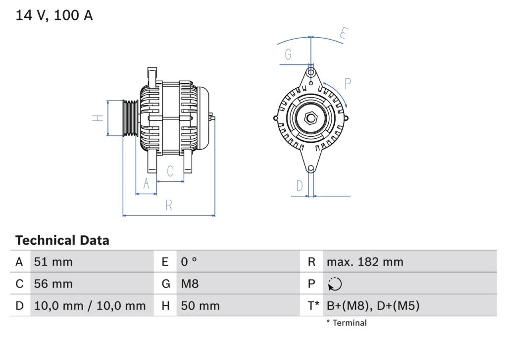 Generator / Alternator BOSCH 0986043680 model OPEL