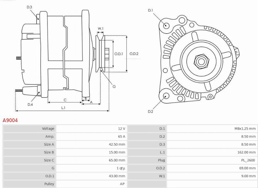 Generator / Alternator CHEVROLET SPARK II (M200) Hatchback, 05.2005 - AS-PL A9004