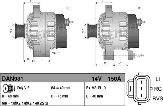 Generator / Alternator FORD FOCUS II combi DA DENSO DAN931