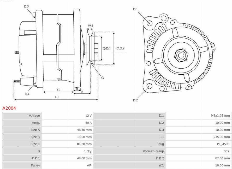 Generator / Alternator ISUZU TROOPER I (UBS) Crossover, 01.1983 - 12.1991 AS-PL A2004