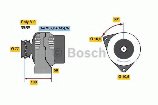 Generator / Alternator MERCEDES-BENZ ATEGO, MERCEDES-BENZ ECONIC, MERCEDES-BENZ UNIMOG - BOSCH 0 124 615 057